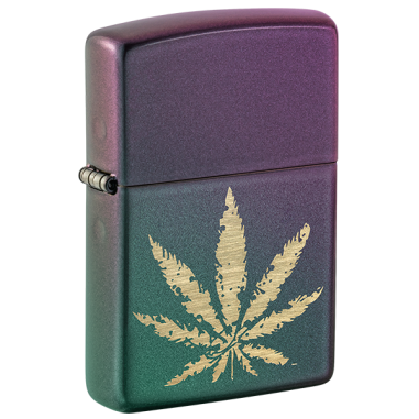 IRIDESCENT MARIJUANA LEAF-ZIPPO