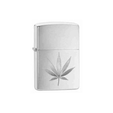 CHROME MARIJUANA LEAF DESIGN-ZIPPO