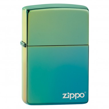 CLASSIC HIGH POLISH TEAL LOGO-ZIPPO