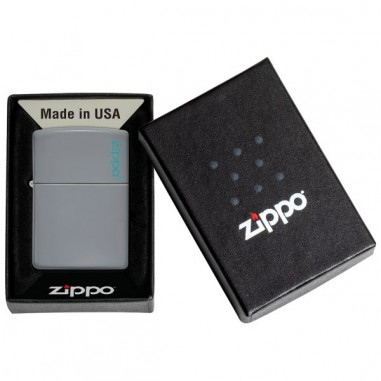 CLASSIC FLAT GREY LOGO-ZIPPO