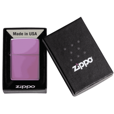 CLASSIC HIGH POLISH PURPLE LOGO-ZIPPO